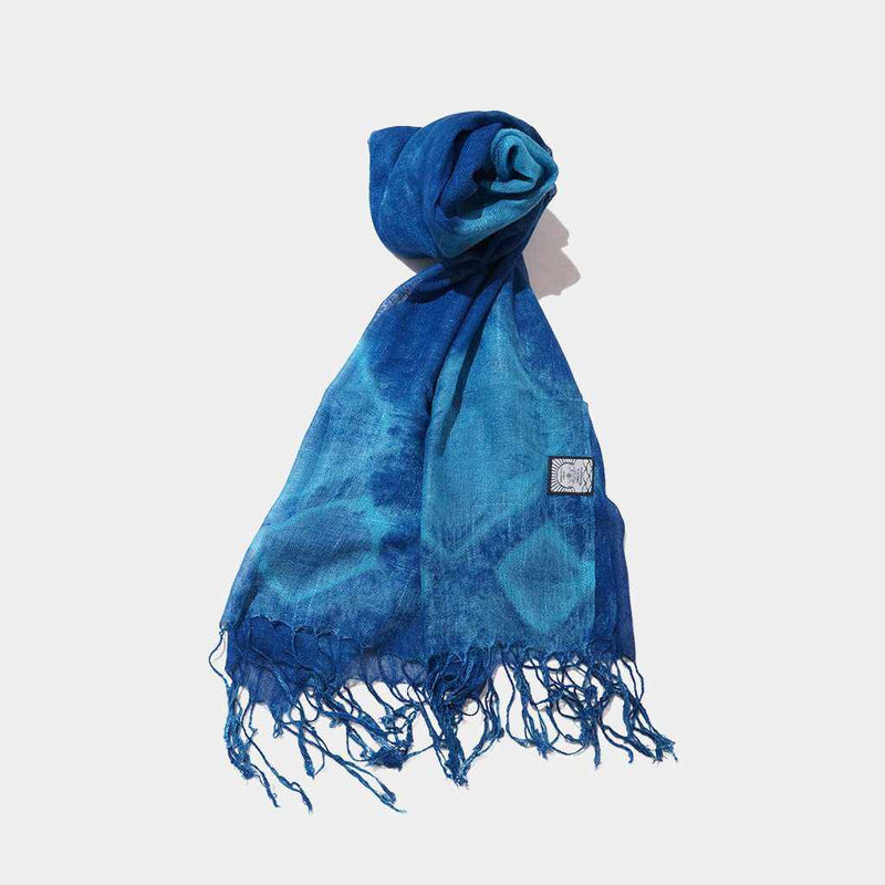 [SCARF] HAND-DYED STALL WITH NATURAL INDIGO (SQUEEZE) | INDIGO DYEING| INDIGO KESENNUMA