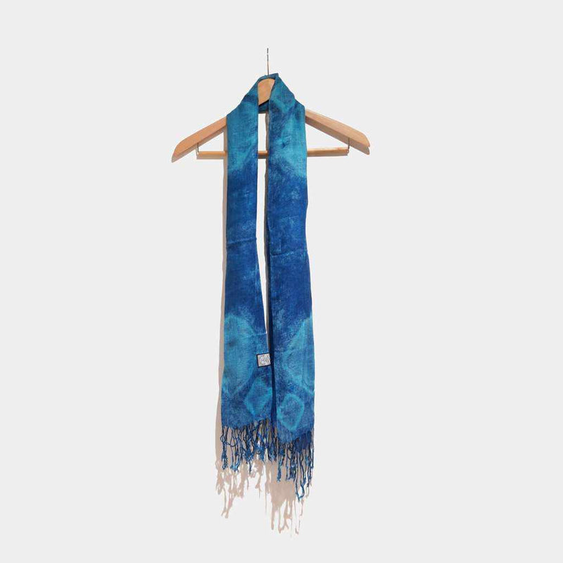 [SCARF] HAND-DYED STALL WITH NATURAL INDIGO (SQUEEZE) | INDIGO DYEING| INDIGO KESENNUMA