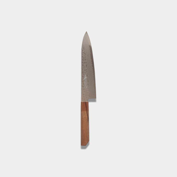[KITCHEN (CHEF) KNIFE] HIGH CARBON STAINLESS STEEL INTERCUTTING POLISHED DAMASCUS BEEF SWORD 210MM OAK OCTAGONAL PATTERN-KAKISHIBU FINISH- | SAKAI FORGED BLADES|YAMAWAKI CUTLERY