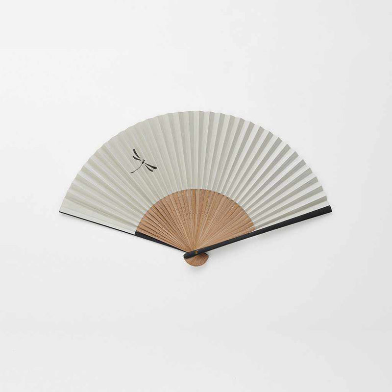 [HAND FAN] MEN'S PAPER FAN PARENT AND CHILD DRAGONFLY LIGHT GRAY | KYOTO FOLDING FANS | OHNISHI TSUNE SHOTEN