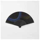 [HAND FAN] MEN'S PAPER FAN BRUSH PULLING NAVY BLUE GOLD | KYOTO FOLDING FANS | OHNISHI TSUNE SHOTEN