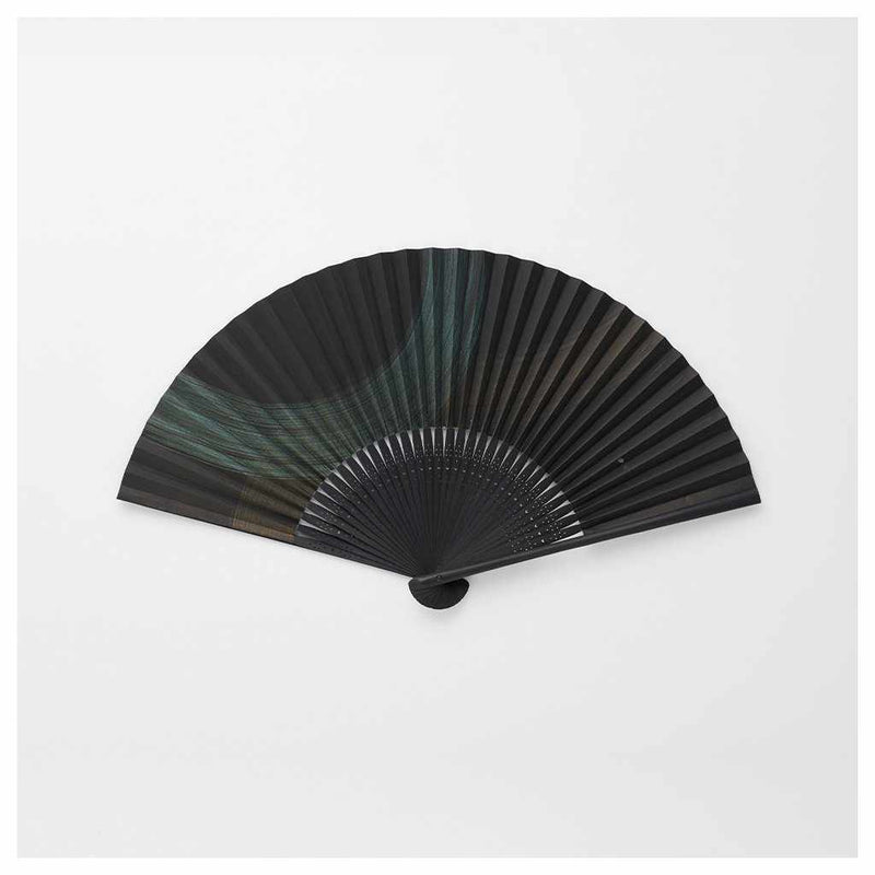 [HAND FAN] MEN'S PAPER FAN BRUSHED GREEN GOLD | KYOTO FOLDING FANS | OHNISHI TSUNE SHOTEN