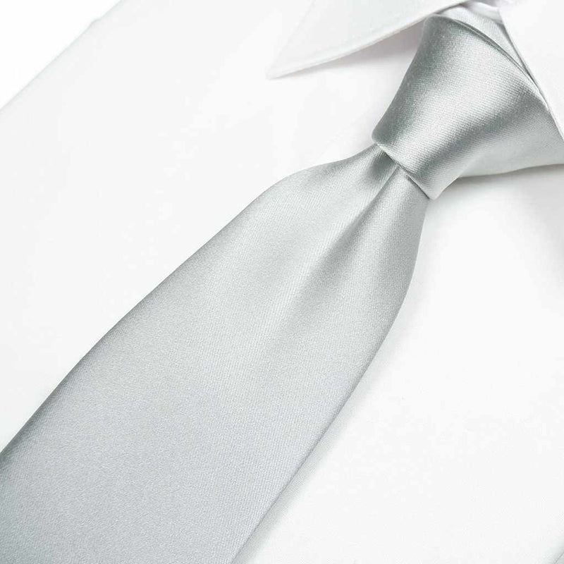 [TIE] SILVER WHITE MIYAVI 33 MOMME SILK SATIN | GUNNAI TEXTILES| FUJI SAKURA