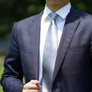 [TIE] SILVER MIYAVI 33 MOMME SILK SATIN | GUNNAI TEXTILES| FUJI SAKURA