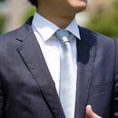 [TIE] SILVER MIYAVI 33 MOMME SILK SATIN | GUNNAI TEXTILES| FUJI SAKURA