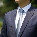 [TIE] SILVER MIYAVI 33 MOMME SILK SATIN | GUNNAI TEXTILES| FUJI SAKURA