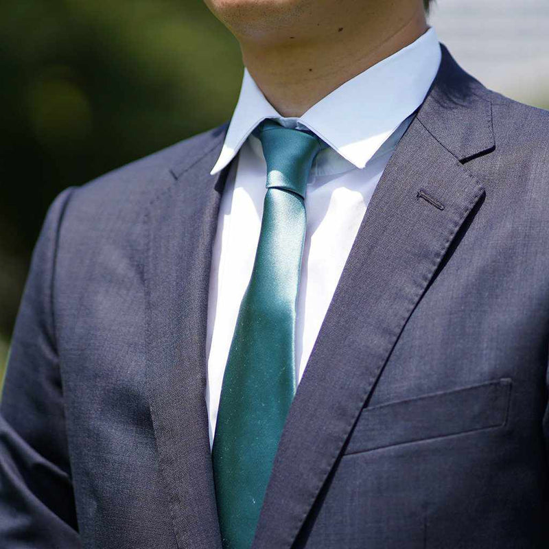 [領帶]領帶塞拉登綠色宮維 33 媽媽絲綢缎子|岡奈紡織