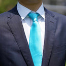 [TIE] AQUA BLUE MIYAVI 33 MOMME SILK SATIN | GUNNAI TEXTILES| FUJI SAKURA