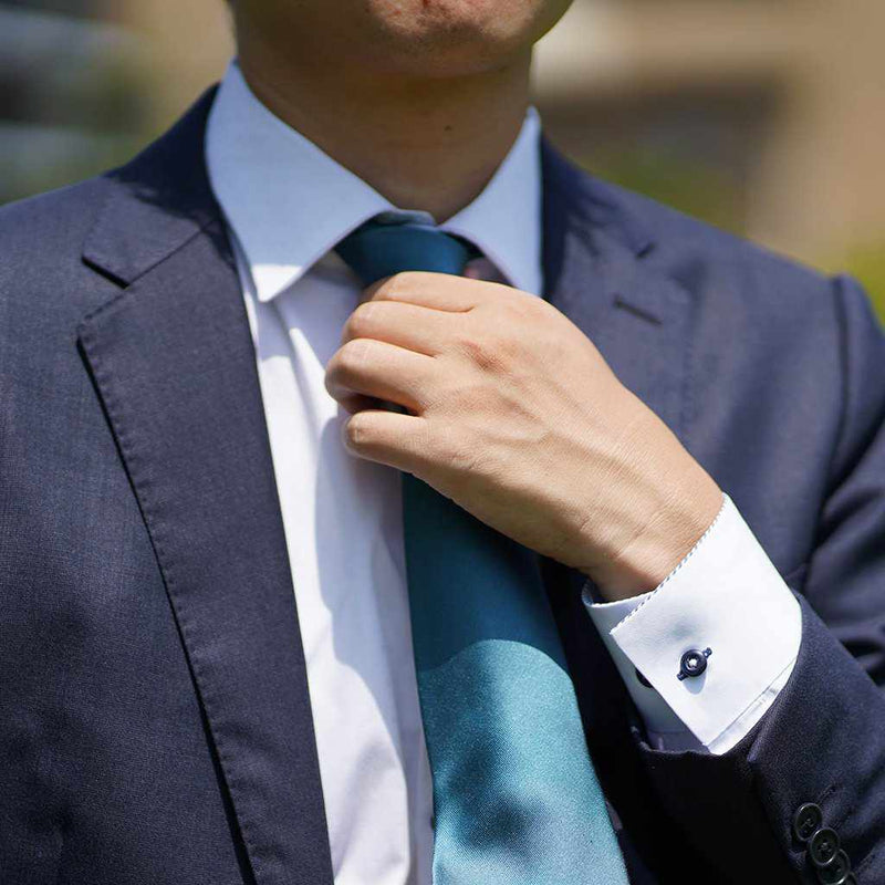 [領帶]領帶輕灰色綠色宮維 33 媽媽絲綢缎子|岡奈紡織
