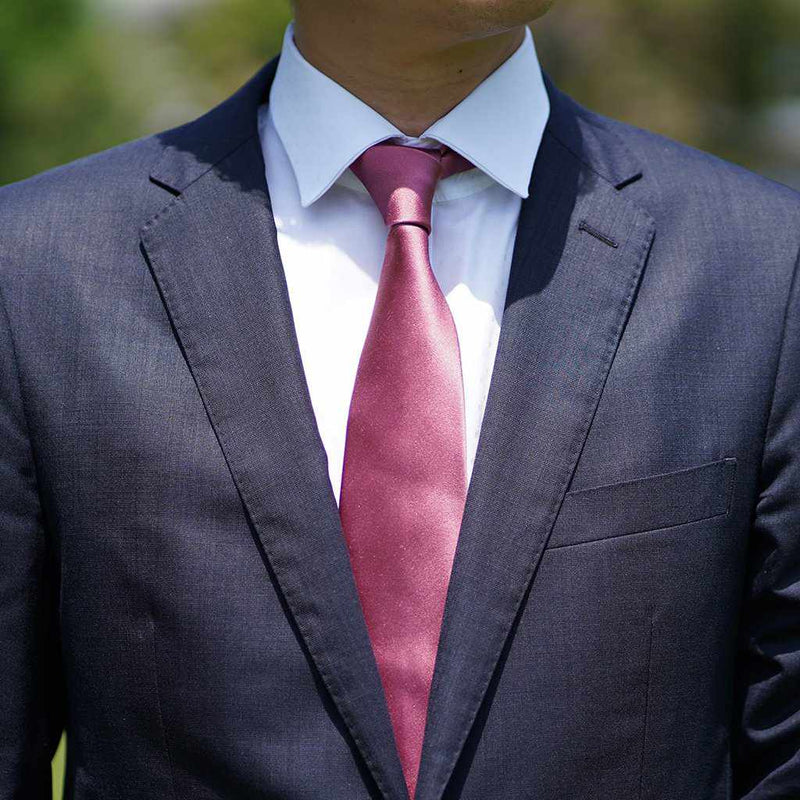 [TIE] OLD ROSE MIYAVI 33 MOMME SILK SATIN | GUNNAI TEXTILES| FUJI SAKURA