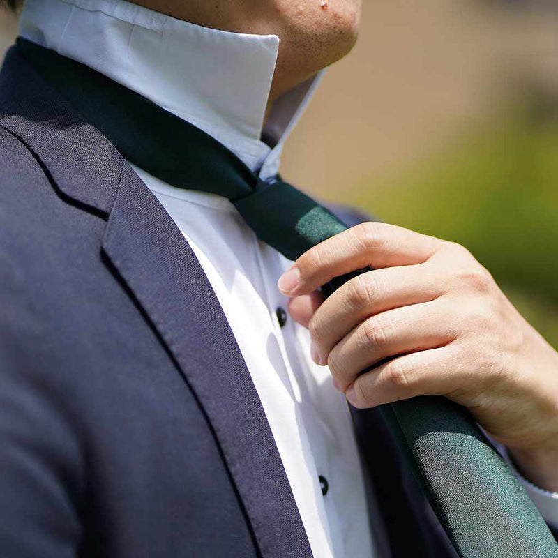 [TIE] DARK GREEN MIYAVI 33 MOMME SILK SATIN | GUNNAI TEXTILES| FUJI SAKURA