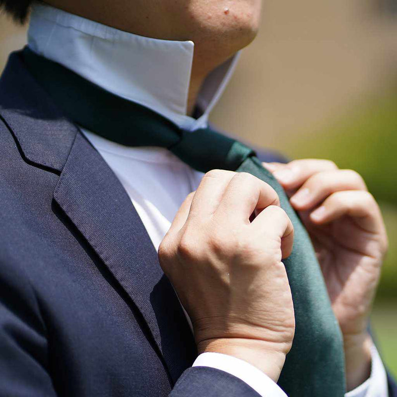 [TIE] DARK GREEN MIYAVI 33 MOMME SILK SATIN | GUNNAI TEXTILES| FUJI SAKURA