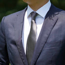 [TIE] MEDIUM GRAY MIYAVI 33 MOMME SILK SATIN | GUNNAI TEXTILES| FUJI SAKURA