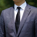 [TIE] BLACK MIYAVI 33 MOMME SILK SATIN | GUNNAI TEXTILES| FUJI SAKURA