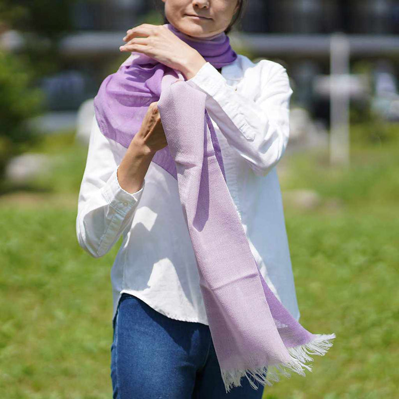 [圍巾]Stall Kasane紅色淡紫色（粉色X紫色）| Gunnai紡織品