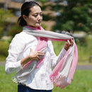 [SCARF] STALL KASANE YUKINOSHITA (SILVER × GRAYISH PINK) | GUNNAI TEXTILES| FUJI SAKURA
