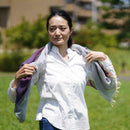 [SCARF] STALL KASANE WHITE AZALEA (SILVER × PURPLE) | GUNNAI TEXTILES| FUJI SAKURA