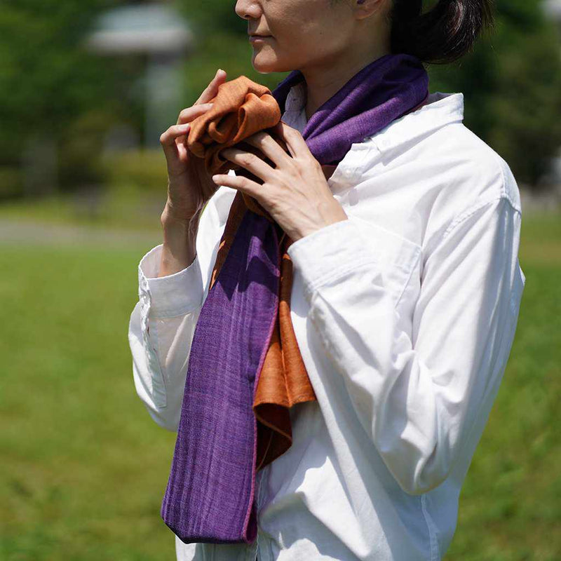 [SCARF] STALL YASURAGI ERIMAKI (PINK × PURPLE × ORANGE × RED) | GUNNAI TEXTILES| FUJI SAKURA