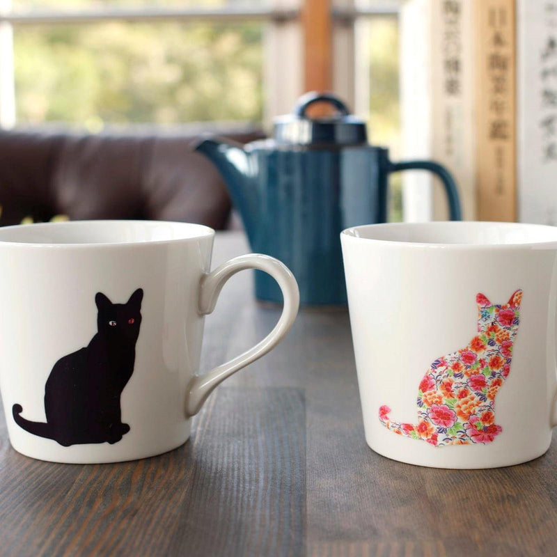 [MUG (CUP)] COLOR & DESIGN CHANGE SITTING CAT WHITE | MINO WARES | MARUMO TAKAGI