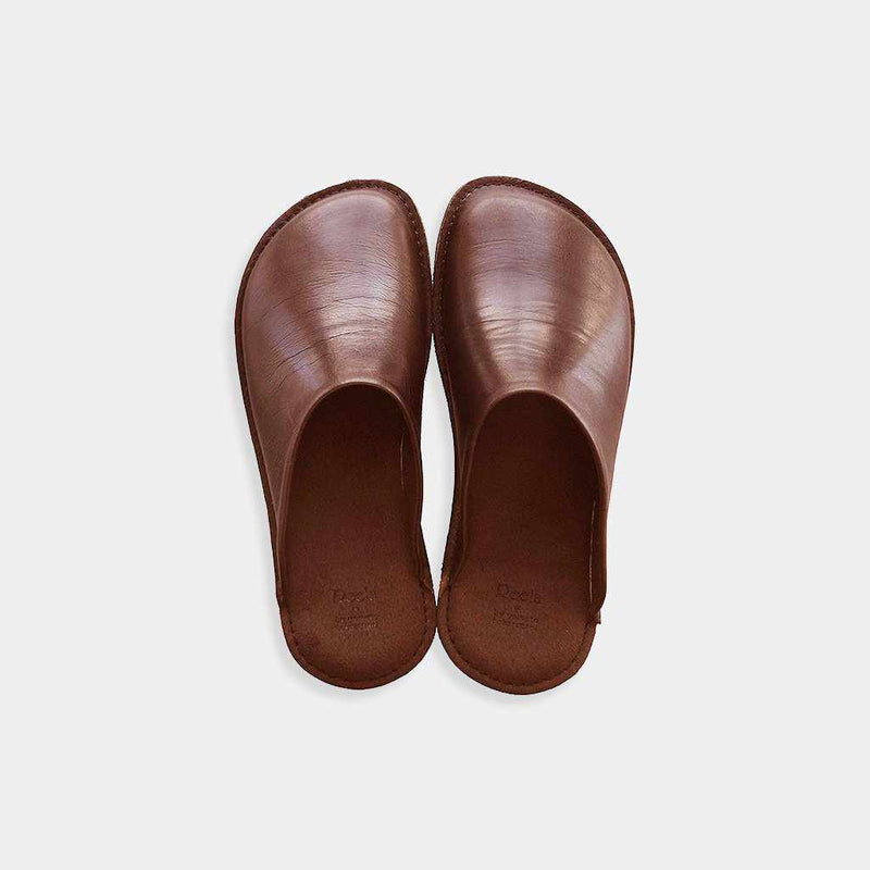 [拖鞋] Reela Wax皮革和Vibram Sole Garden Sabo（深棕色）|皮革加工