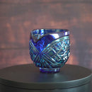 [SAKE BOTTLE] DOUBLE-COVERED KATAKUCHI & MINI-OCHOKO 2-PIECE SET (GREEN-LAPIS LAZULI) IN A PAULOWNIA BOX | SATUMA VIDRO | SATSUMA CUT GLASS