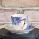 [MUG (CUP)] OKURA ART CHINA BLUE ROSE COFFEE CUP & SAUCER | CERAMICS