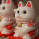 [BECKONING (LUCKY) CAT] MANEKI NEKO FENG SHUI (WHITE) INNOCENT RELAX | EDO ART DOLLS | KAKINUMA DOLLS