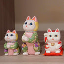 [BECKONING (LUCKY) CAT] MANEKI NEKO, WISH TO THE STAR (CREPE MULTICOLOR) | EDO ART DOLLS | KAKINUMA DOLLS