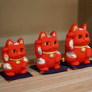 [BECKONING (LUCKY) CAT] MANEKI NEKO, FENG SHUI (RED) LIFE FORCE NO ILLNESS | EDO ART DOLLS | KAKINUMA DOLLS