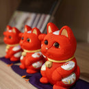 [BECKONING (LUCKY) CAT] MANEKI NEKO, FENG SHUI (RED) LIFE FORCE NO ILLNESS | EDO ART DOLLS | KAKINUMA DOLLS