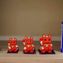 [BECKONING (LUCKY) CAT] MANEKI NEKO, FENG SHUI (RED) LIFE FORCE NO ILLNESS | EDO ART DOLLS | KAKINUMA DOLLS