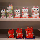 [BECKONING (LUCKY) CAT] MANEKI NEKO, FENG SHUI (RED) LIFE FORCE NO ILLNESS | EDO ART DOLLS | KAKINUMA DOLLS