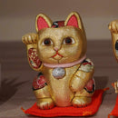 [BECKONING (LUCKY) CAT] MANEKI NEKO, FENG SHUI (GOLD) FORTUNE | EDO ART DOLLS | KAKINUMA DOLLS