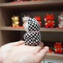 [BECKONING (LUCKY) CAT] MANEKI NEKO ,CHECKERED PATTERN (S) | EDO ART DOLLS | KAKINUMA DOLLS