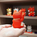 [BECKONING (LUCKY) CAT] MANEKI NEKO, FENG SHUI (RED) LIFE FORCE NO ILLNESS | EDO ART DOLLS | KAKINUMA DOLLS