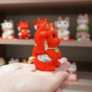 [BECKONING (LUCKY) CAT] MANEKI NEKO, FENG SHUI (RED) LIFE FORCE NO ILLNESS | EDO ART DOLLS | KAKINUMA DOLLS