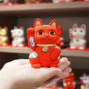 [BECKONING (LUCKY) CAT] MANEKI NEKO, FENG SHUI (RED) LIFE FORCE NO ILLNESS | EDO ART DOLLS | KAKINUMA DOLLS