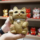 [BECKONING (LUCKY) CAT] MANEKI NEKO (EXTRA LARGE) PURE SILK | EDO ART DOLLS | KAKINUMA DOLLS