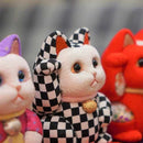 [BECKONING (LUCKY) CAT] MANEKI NEKO ,CHECKERED PATTERN (S) | EDO ART DOLLS | KAKINUMA DOLLS
