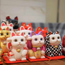 [BECKONING (LUCKY) CAT] MANEKI NEKO ,CHECKERED PATTERN (S) | EDO ART DOLLS | KAKINUMA DOLLS