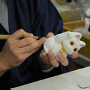 [BECKONING (LUCKY) CAT] MANEKI NEKO FENG SHUI (WHITE) INNOCENT RELAX | EDO ART DOLLS | KAKINUMA DOLLS