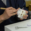 [BECKONING (LUCKY) CAT] MANEKI NEKO ,CHECKERED PATTERN (S) | EDO ART DOLLS | KAKINUMA DOLLS