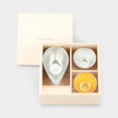 [SAKE BOTTLE] KATAKUCHI PITCHER & GUINOMI CUPS TIN / GOLD LEAF SET (WITH PAULOWNIA BOX) | TAKAOKA BRONZE CASTING