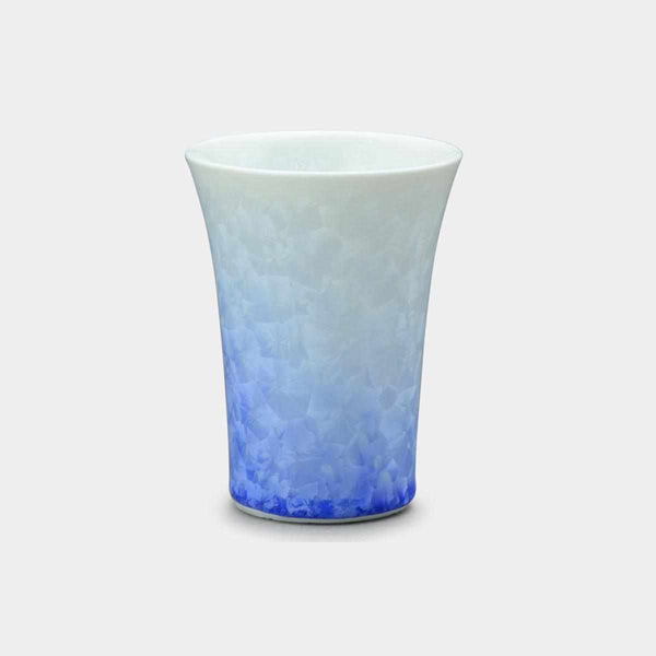 【京燒 清水燒】陶葊 花結晶 (白地青) 杯