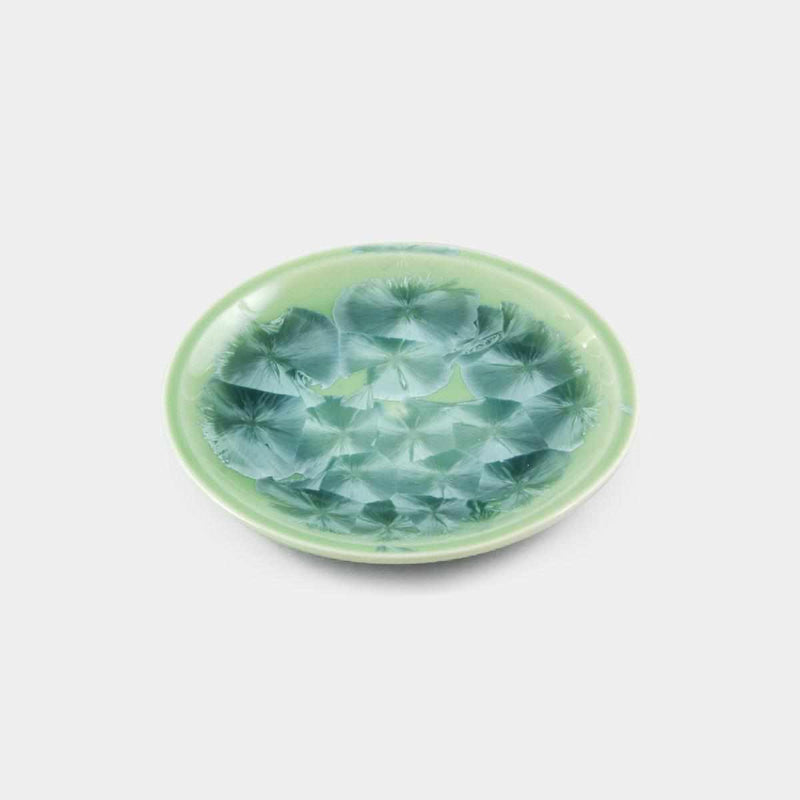 [SMALL DISH (PLATE)] FLOWER CRYSTAL (GREEN) DISH | TOUAN | KYOTO-KIYOMIZU WARES