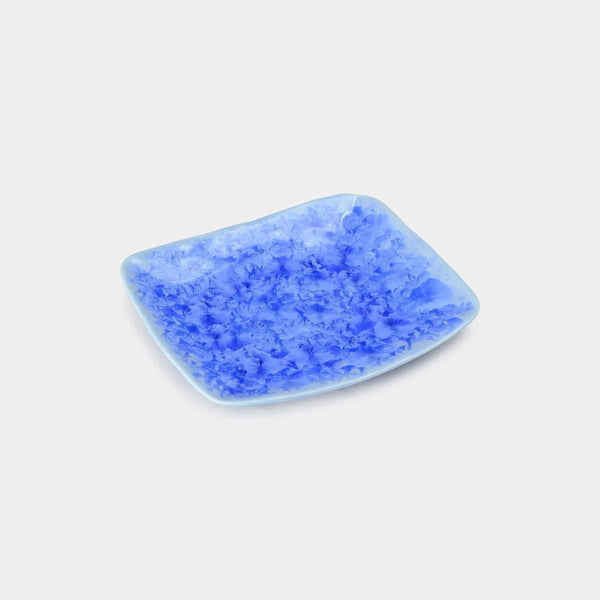 [LARGE PLATE (PLATTER)] FLOWER CRYSTAL (BLUE) LONG PLATE | TOUAN | KYOTO-KIYOMIZU WARES