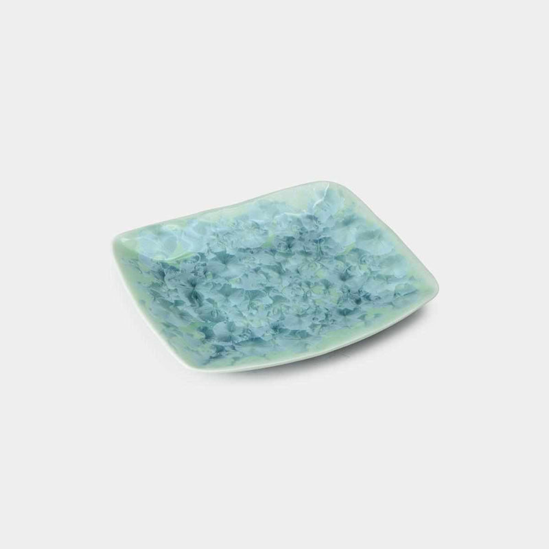 [LARGE PLATE (PLATTER)] FLOWER CRYSTAL (GREEN) LONG PLATE | TOUAN | KYOTO-KIYOMIZU WARES