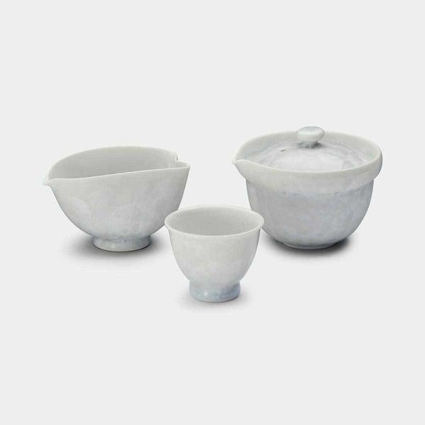 [JAPANESE TEA CUP] FLOWER CRYSTAL (WHITE) SMALL TEA SET (7-PIECE SET) | TOUAN | KYOTO-KIYOMIZU WARES