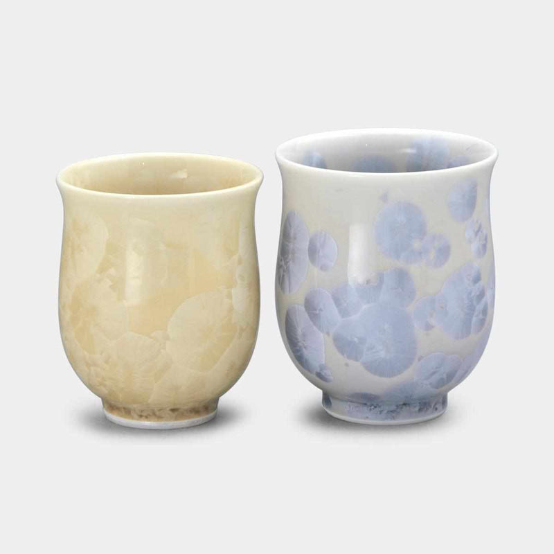 [JAPANESE TEA CUP] FLOWER CRYSTAL (SILVER FLOWER GOLD FLOWER) YUNOMI (2-PIECE SET) | TOUAN | KYOTO-KIYOMIZU WARES