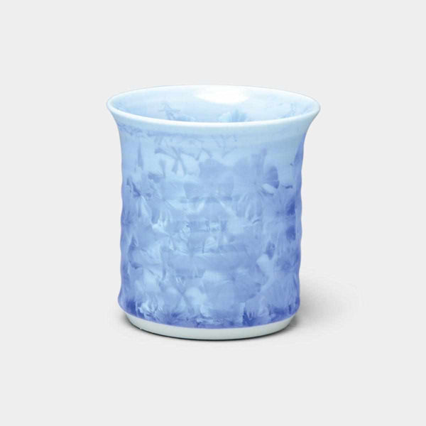 【京燒 清水燒】陶葊 花結晶 (青) 平底杯
